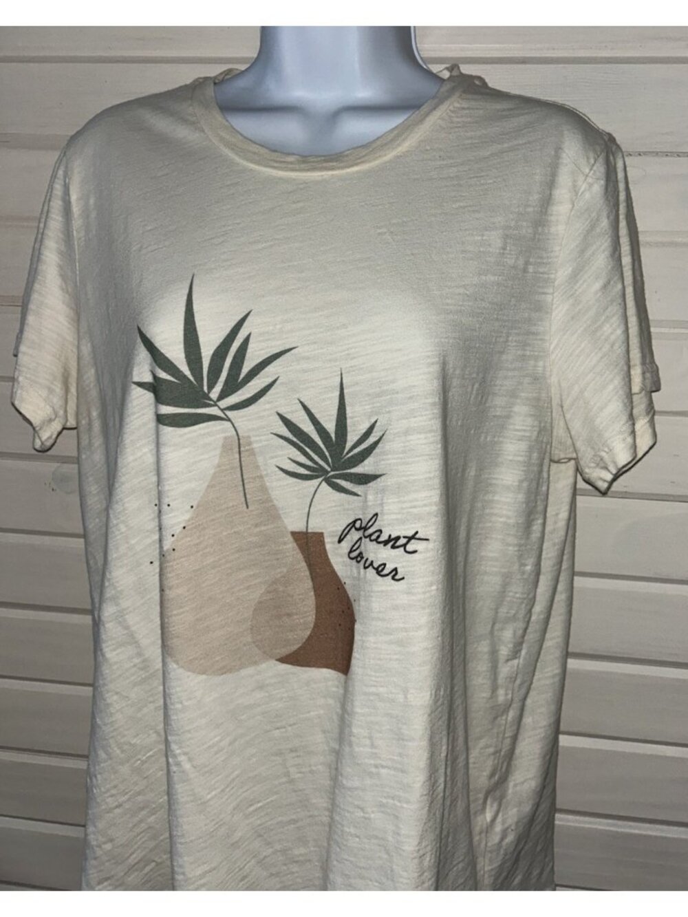 Bohme Böhme Sz MEDIUM Ivory Plant Lover Graphic T-Shirt Slub Knit S/S EUC